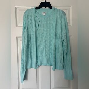 J. Crew Aqua Cable Knit Sweater (2 Piece Set)